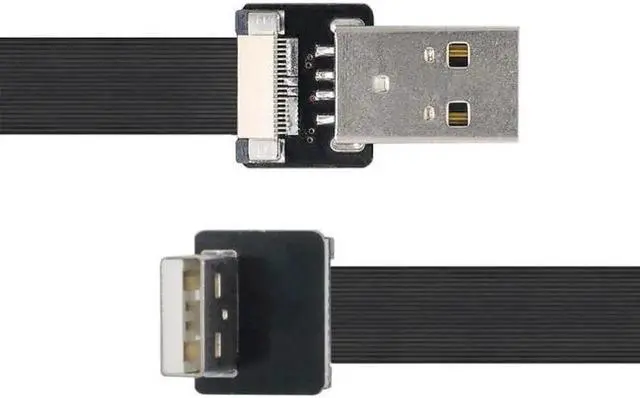 Alt view image 5 of 7 - Up Angled USB 2.0 Type-A Male to Type-A Male Data Flat Slim FPC Cable 90 Degree for FPV and Disk and Scanner and Printer