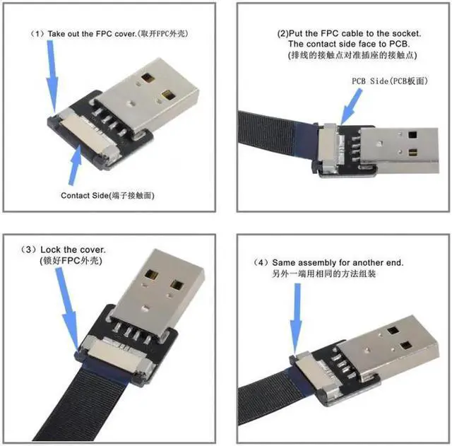 Alt view image 3 of 7 - Down Angled USB 2.0 Type-A Male to Type-A Male Data Flat Slim FPC Cable 90 Degree for FPV and Disk and Scanner and Printer 6.6"feet