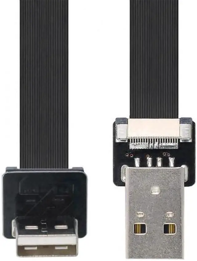 Main image of Down Angled USB 2.0 Type-A Male to Type-A Male Data Flat Slim FPC Cable 90 Degree for FPV and Disk and Scanner and Printer 6.6"feet