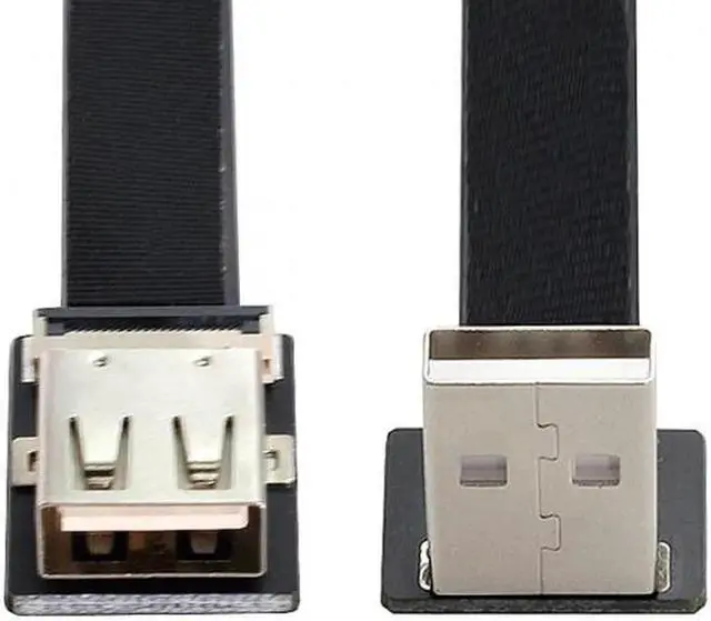 Main image of Up Angled USB 2.0 Type-A Male to Female Extension Data Flat Slim FPC Cable for FPV and Disk and Scanner and Printer 6.6"Feet