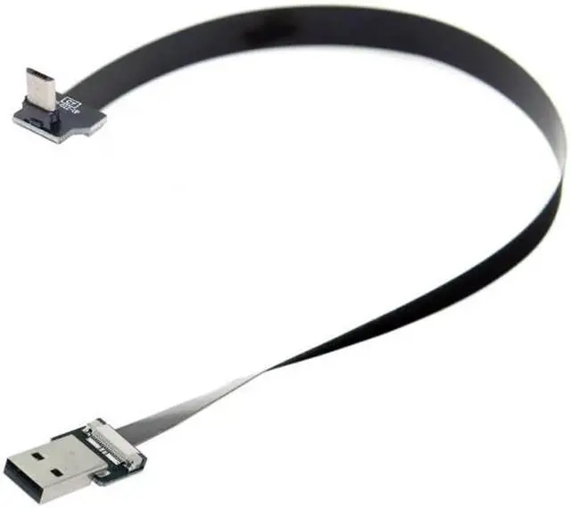 Alt view image 2 of 6 - Up Angled USB 2.0 Type-A Male to Micro USB 5Pin Male Data Flat Slim FPC Cable for FPV and Disk and Phone 3.3"feet
