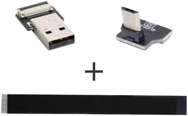 Alt view image 6 of 7 - Up Angled USB 2.0 Type-A Male to Micro USB 5Pin Male Data Flat Slim FPC Cable for FPV and Disk and Phone 6.6"feet