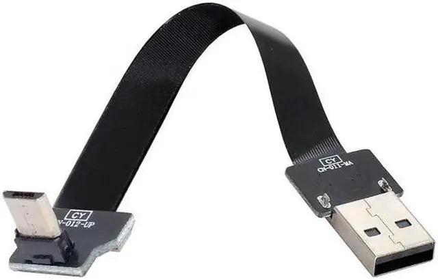 Alt view image 5 of 7 - Up Angled USB 2.0 Type-A Male to Micro USB 5Pin Male Data Flat Slim FPC Cable for FPV and Disk and Phone