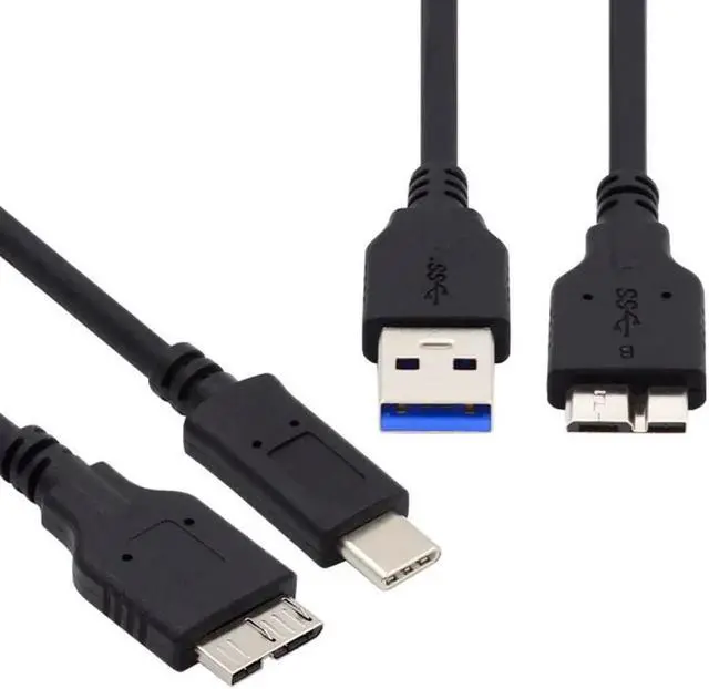 Alt view image 2 of 7 - 2pcs/set USB 3.1 USB-C Type-C to Micro 3.0 and USB 3.0 Type-A Male to Micro 3.0 B Male Disk SSD Data Cable 15cm