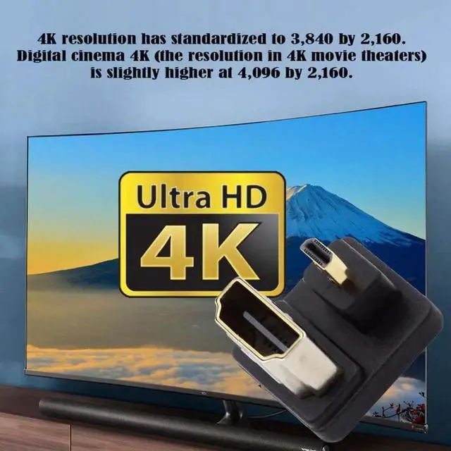 Alt view image 7 of 7 - 2pcs/lot Up & Down Micro HDMI 1.4 Male Type-D to HDMI Female Port Saver 360 Degree Opposite U Shape Back Angled Extension Adapter