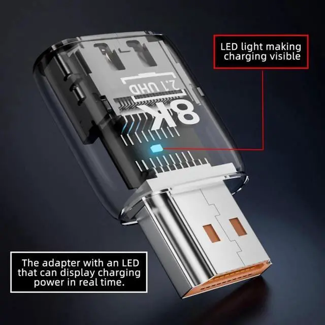 Alt view image 7 of 7 - HDMI Male to HDMI 2.1 Female UHD Extension Adapter Extender with Smart LED Light Support 8K 60hz HDTV