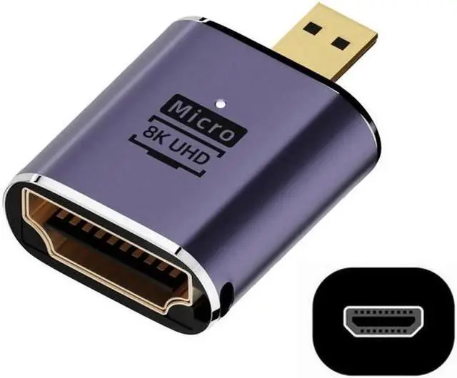 Main image of Micro HDMI Male to HDMI 2.1 Female UHD Extension Gold Converter Adapter Support 8K 60hz HDTV