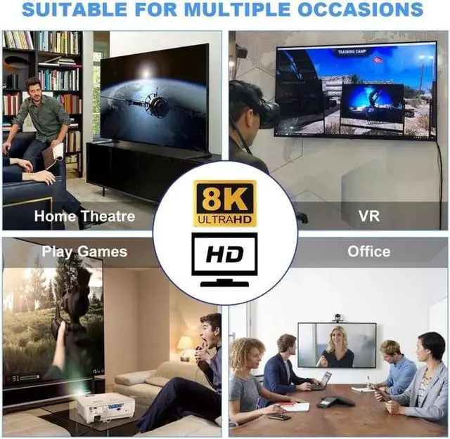 Alt view image 4 of 7 - Down Angled Mini HDMI Male to HDMI 2.1 Female UHD Extension Gold Converter Adapter Support 8K 60hz HDTV