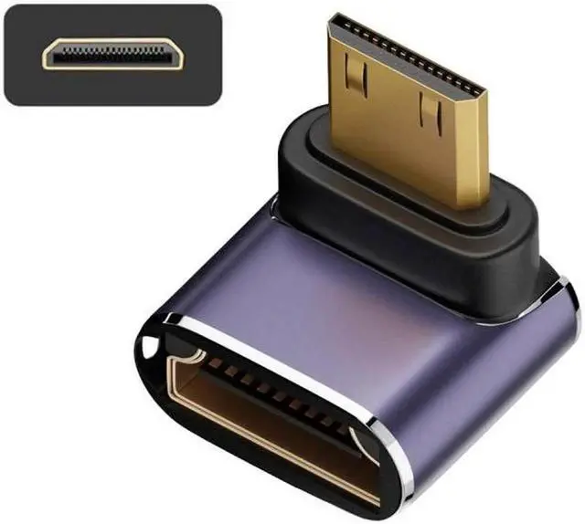 Main image of Down Angled Mini HDMI Male to HDMI 2.1 Female UHD Extension Gold Converter Adapter Support 8K 60hz HDTV