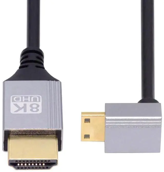 Alt view image 7 of 7 - 90 Degree Down Angled Mini HDMI 2.1 Ultra Thin HDTV Cable 8K 4K Hyper Super Flexible Slim Cord Type-A to Type-C for Camera HDTV