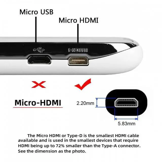 Alt view image 3 of 7 - 90 Degree Down Angled Micro HDMI 2.1 Ultra Thin HDTV Cable 8K 4K Hyper Super Flexible Slim Cord Type-A to Type-D for Camera HDTV