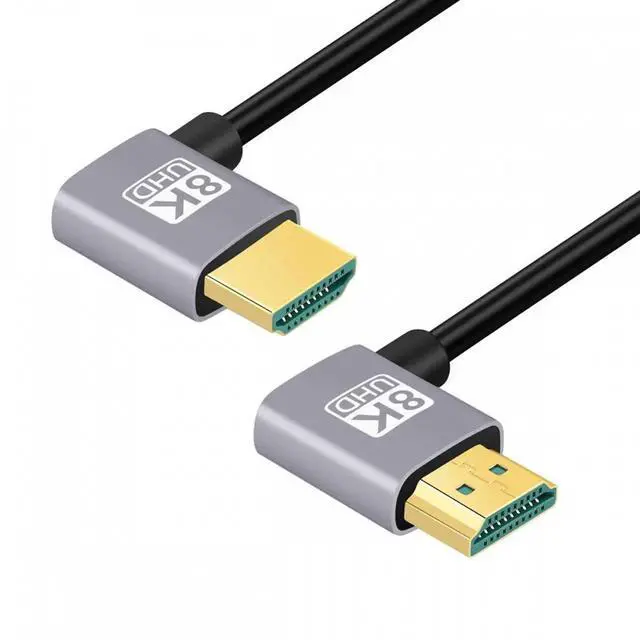 Main image of HDMI 2.1 Ultra Thin HDTV Cable 8K 4K Hyper Super Flexible Slim Cord Left Angled to Right Angled 90 Degree Type-A for Computer HDTV