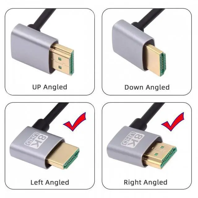 Alt view image 5 of 5 - HDMI 2.1 Ultra Thin HDTV Cable 8K 4K Hyper Super Flexible Slim Cord Left Angled to Right Angled 90 Degree Type-A for Computer HDTV