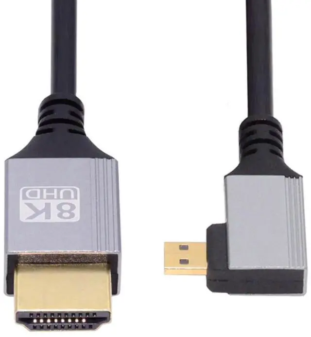 Main image of 90 Degree Right Angled Micro HDMI 2.1 Ultra Thin HDTV Cable 8K 4K Hyper Super Flexible Slim Cord Type-A to Type-D for Camera HDTV