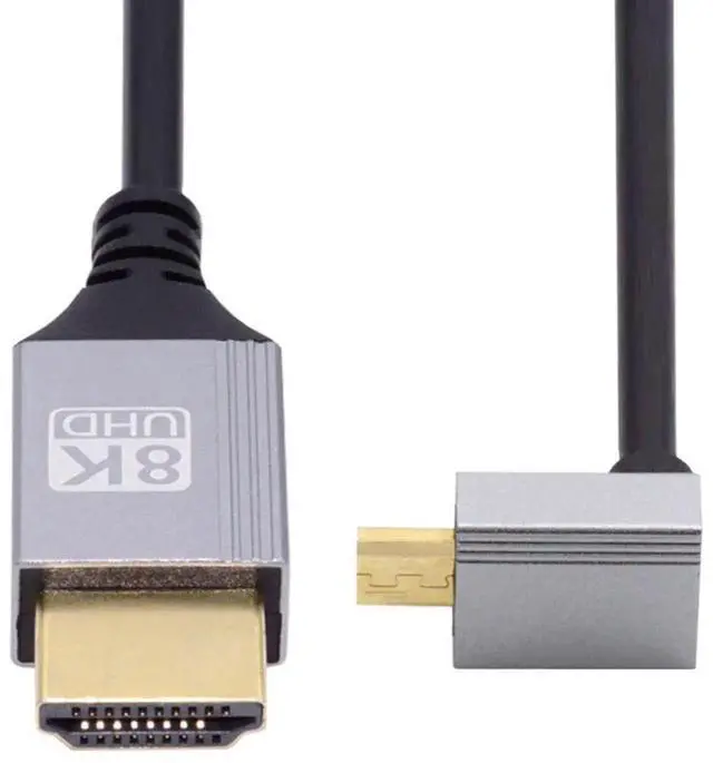 Alt view image 2 of 7 - 90 Degree Up Angled Micro HDMI 2.1 Ultra Thin HDTV Cable 8K 4K Hyper Super Flexible Slim Cord Type-A to Type-D for Camera HDTV