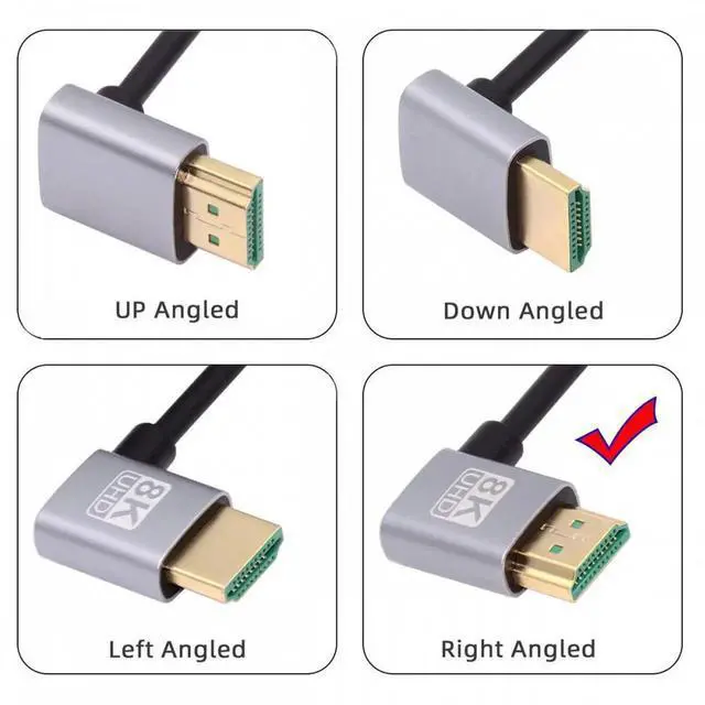Alt view image 4 of 7 - HDMI 2.1 Ultra Thin HDTV Cable 8K 4K Hyper Super Flexible Slim Cord Right Angled to Right Angled 90 Degree Type-A for Computer HDTV