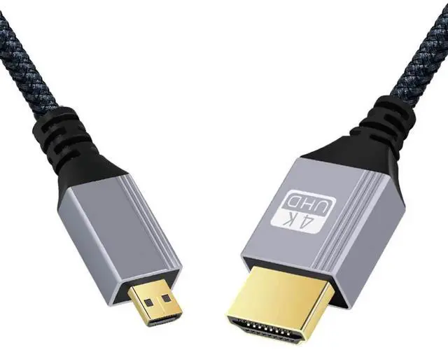 Alt view image 2 of 6 - 0.3m HDMI 2.0 Male to Micro HDMI Type-D Male 4K 60hz Cable with Sleeve Straight Connector for HDTV Computer Laptop Monitor