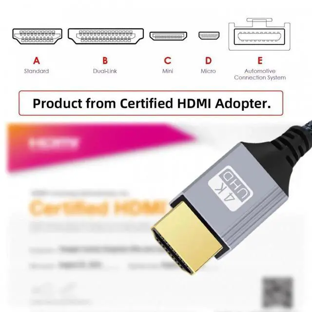 Alt view image 3 of 7 - 0.3m HDMI 2.0 Male to HDMI Type-A Male 4K 60hz Cable with Sleeve Straight Connector for HDTV Computer Laptop Monitor