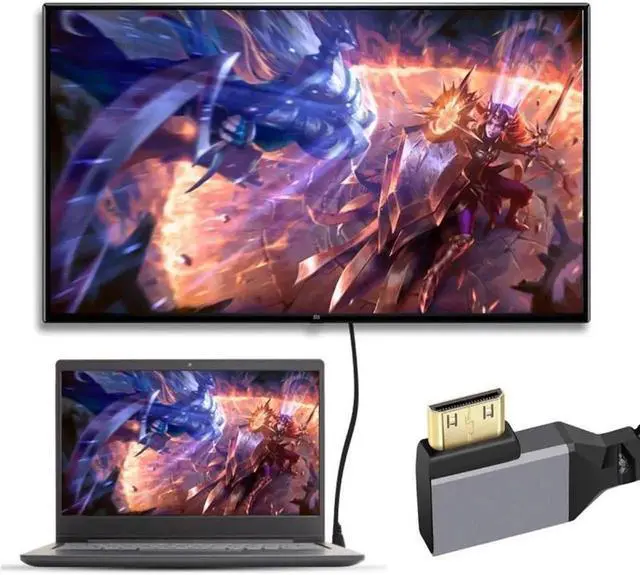 Alt view image 5 of 7 - Mini HDMI 2.0 Male to HDMI Male 4K 60hz Stretch Coiled Cable Left Angled 90 Degree for HDTV Computer Laptop Monitor