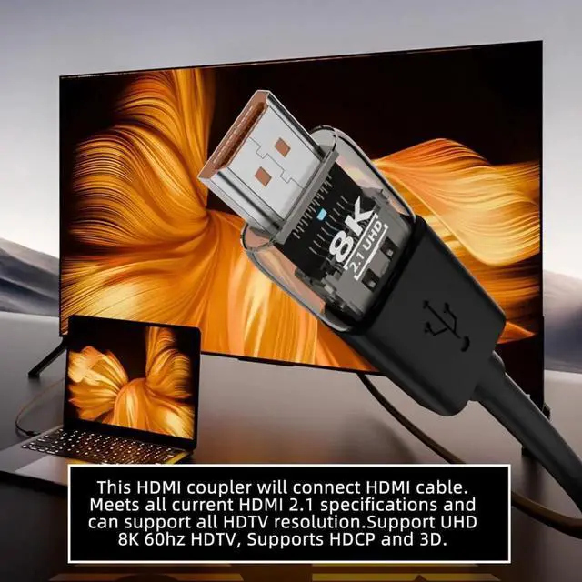 Alt view image 7 of 7 - Cable 3pcs/set HDMI Male to HDMI 2.1 Female UHD Extension Adapter Extender with Smart LED Light Support 8K 60hz HDTV