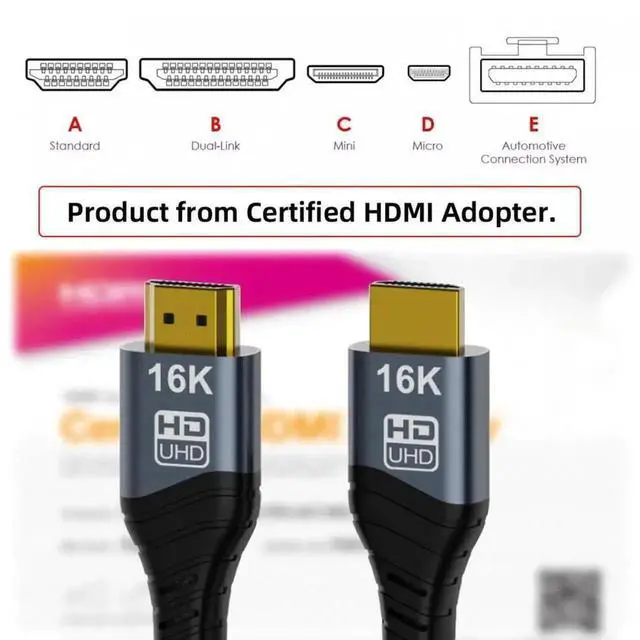 Alt view image 7 of 7 - Cable 16K 8K UHD HDMI Type-A Male to HDMI 2.2 Male HDTV Cable for HDTV Desktop Laptop Monitor (50cm)
