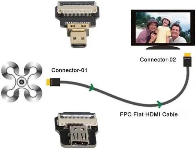 Alt view image 6 of 6 - Micro HDMI Male to Micro HDMI Female Extension FPC Flat Cable 1080P for FPV HDTV Multicopter Aerial Photography