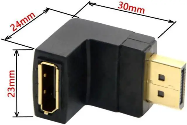 Alt view image 4 of 5 - Down Angled 90 Degree DisplayPort Male to Female Extension Adapter DP-086-DN
