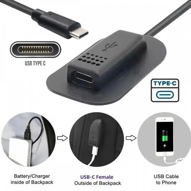 Alt view image 2 of 6 - USB-C 65W Type-C Male to Female Extension Cable for Backpack Charging Practical Convenient Outdoor Travel Camping External