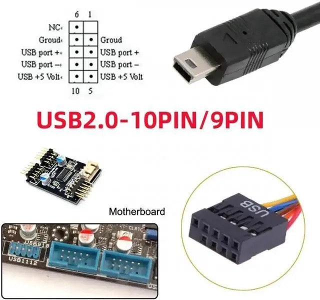 Alt view image 2 of 7 - USB 2.0 Motherboard 9pin 10pin Header to Mini USB 5Pin Cable 50cm for Mini Monitor Sensor Panel Camera