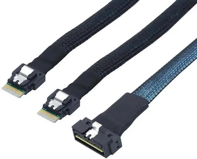 Alt view image 3 of 6 - PCIe SlimSAS LP Low Profile SFF-8654 8i to Dual SFF-8654 4i Cable 12G High-Speed Server Interconnect (0.8M)