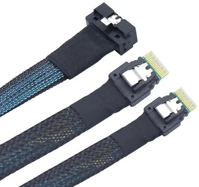 Alt view image 4 of 6 - PCIe SlimSAS LP Low Profile SFF-8654 8i to Dual SFF-8654 4i Cable 12G High-Speed Server Interconnect (0.8M)