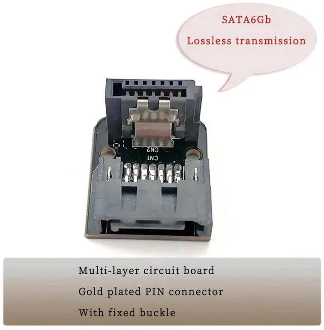 Alt view image 4 of 6 - PH18 SATA III 7-Pin Connector 6Gb/s 90-Degree Reverse Angle Adapter for Motherboard (Forward 3pcs)