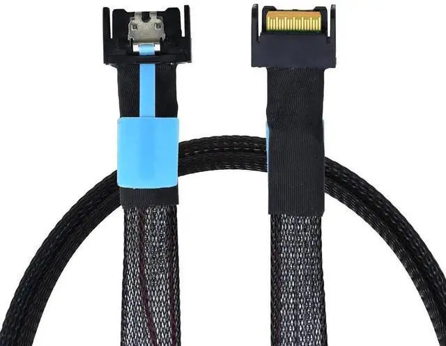 Main image of Gen5 PCIe MCIO Slimline SFF-8654 4i to MCIO 4i Cable \u2013 30G High-Speed Server Data Interconnect (0.8M)