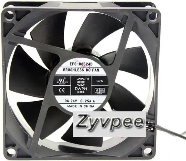Main image of EFS-08E24D 80*25mm DC24V 0.25A 2 wires DC case fan,8cm cooling fan,inverter cooler