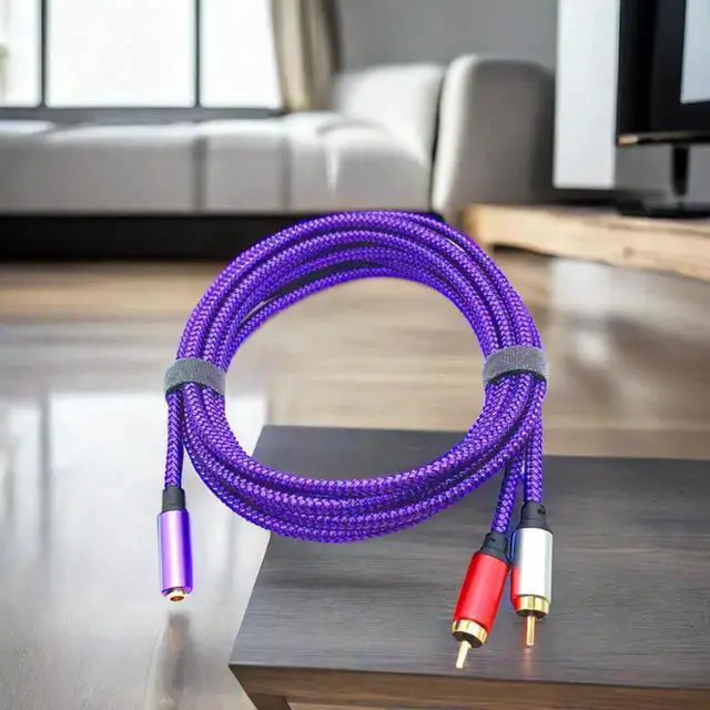 Alt view image 2 of 3 - WUSU 3.5mm female to 2RCA male red-white dual-channel adaptercable 3.5mm female to double-lobed male connector audio cable