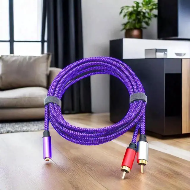 Alt view image 3 of 3 - WUSU 3.5mm female to 2RCA male red-white dual-channel adaptercable 3.5mm female to double-lobed male connector audio cable