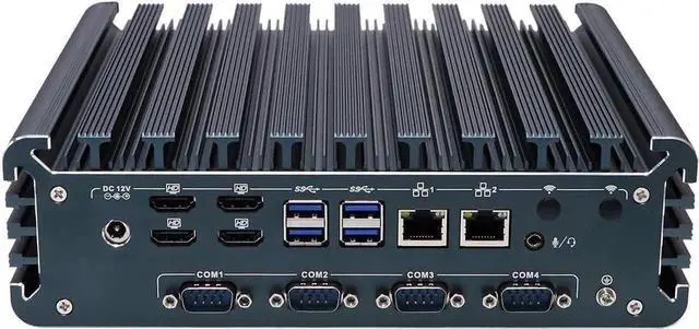 Alt view image 3 of 6 - WUSU Fanless Industrial PC, Mini Computer, IPC, Core I5 1235U, Windows 11 Pro, I15, 4 x HDMI, 2 x LAN, 4 x COM COM1/2 for RS232/RS485, TPM2.0, 16G RAM, 256G SSD