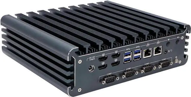 Main image of WUSU Fanless Industrial PC, Mini Computer, IPC, Core I5 1235U, Windows 11 Pro, I15, 4 x HDMI, 2 x LAN, 4 x COM COM1/2 for RS232/RS485, TPM2.0, 16G RAM, 256G SSD