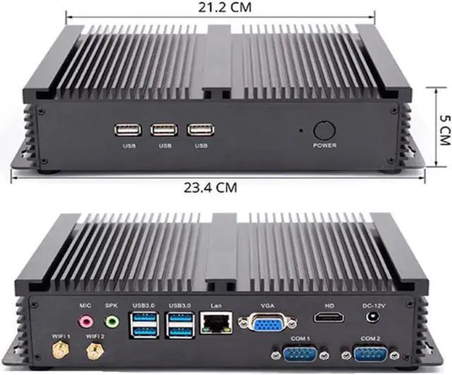 Alt view image 3 of 5 - Fanless Industrial Computer, Mini PC, IPC, Windows 11, Intel Core I5 1135G7, VGA, HDMI, LAN, 2 x COM RS232, 3 x USB2.0, 4 x USB3.0, Support WOL, 8G RAM, 128G SSD