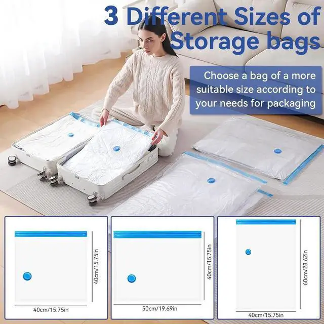 Alt view image 3 of 7 - Vacuum Seal Bags for Clothing, Vacuum Storage Bags with Rechargeable Air Pump, Vacuum Seal Bags for Clothing Travel, Space Saver Vacuum Storage Bags, 12 Pack