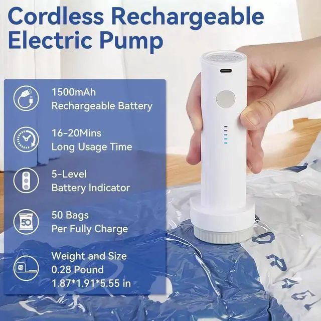 Alt view image 6 of 7 - Vacuum Seal Bags for Clothing, Vacuum Storage Bags with Rechargeable Air Pump, Vacuum Seal Bags for Clothing Travel, Space Saver Vacuum Storage Bags, 12 Pack