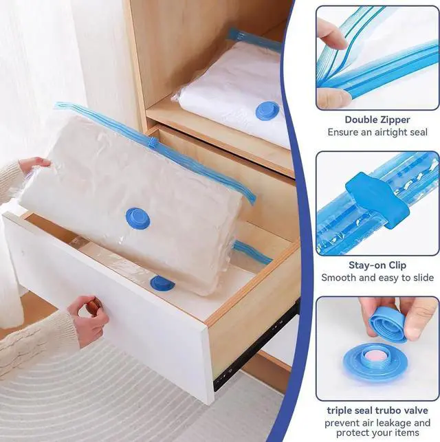 Alt view image 4 of 7 - Vacuum Seal Bags for Clothing, Vacuum Storage Bags with Rechargeable Air Pump, Vacuum Seal Bags for Clothing Travel, Space Saver Vacuum Storage Bags, 12 Pack