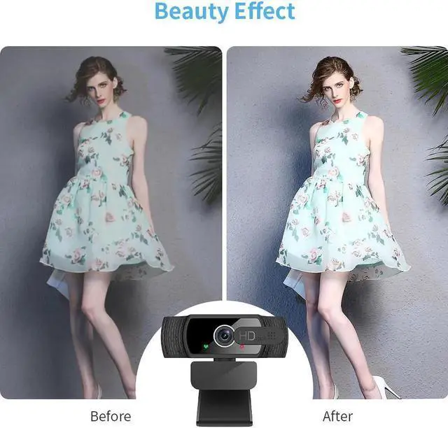 Alt view image 2 of 7 - Tw6 Webcam with Microphone, 1080P Full HD Computer Camera for PC with Cover, Expandable Tripod, USB Web Camera with Cover for Video Calls, Streaming, Skype, Zoom, Teleconference Gray / Black