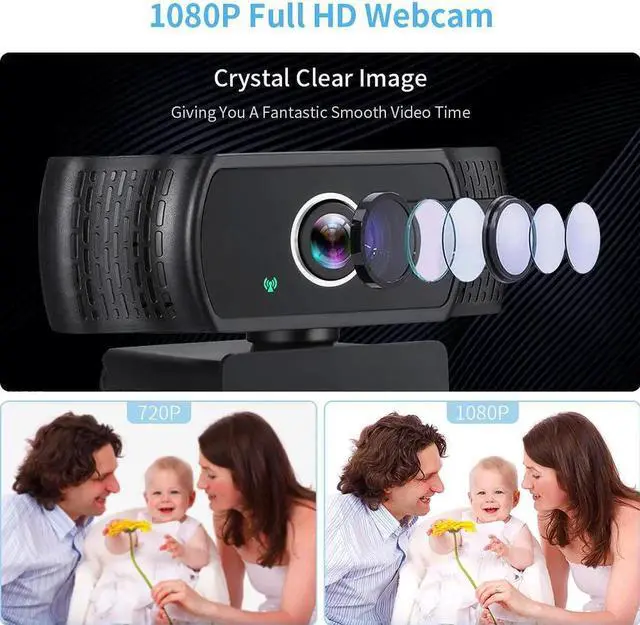 Alt view image 5 of 7 - Tw6 Webcam with Microphone, 1080P Full HD Computer Camera for PC with Cover, Expandable Tripod, USB Web Camera with Cover for Video Calls, Streaming, Skype, Zoom, Teleconference Gray / Black