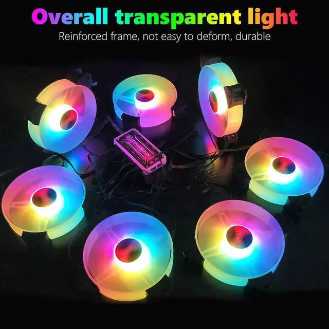 Alt view image 4 of 7 - 3 Pack RGB Case Fans,COOLMOON 120mm Silent Computer Cooling PC Case Fan Addressable RGB Color Changing LED Fan with Remote Control,Music Rhythm Sync & 5V ARGB Motherboard Sync