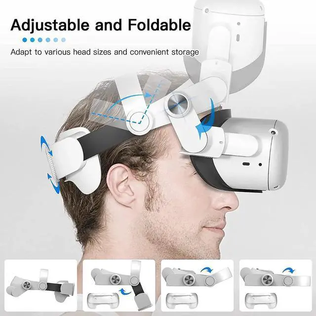 Alt view image 3 of 7 - Adjustable Head Strap for Oculus Quest 2, Replacement for Elite Strap, Foldable and Soft, Reduce Face Pressure, Accessories for VR