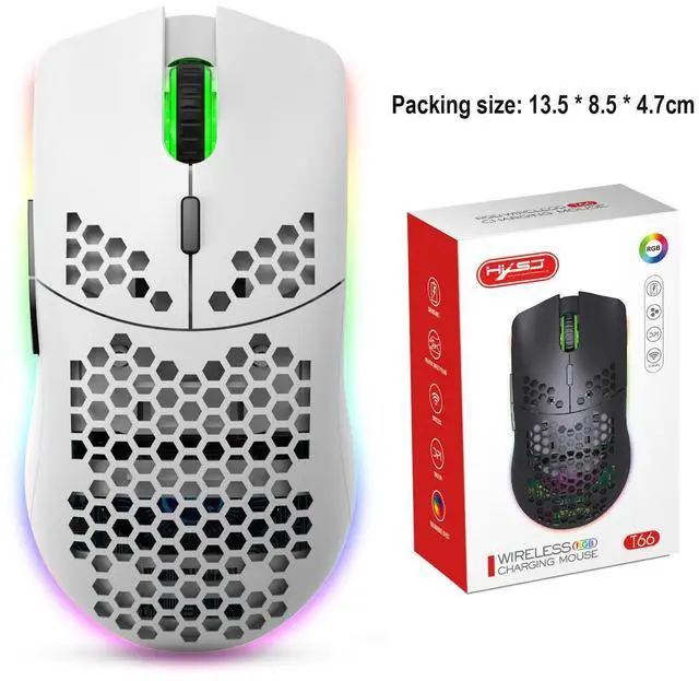 Main image of Mouse - RGB Illuminated Macro Programming Gaming Mouse with 6 Buttons and Dimmable Lighting, Supports Various Wired Mice T66 white - Charging Edition