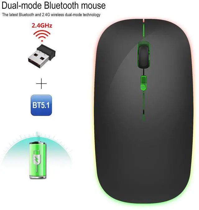 Main image of M40 dual-mode 2.4G + Bluetooth multi-color glowing wireless mouse for quiet laptops and desktop office use