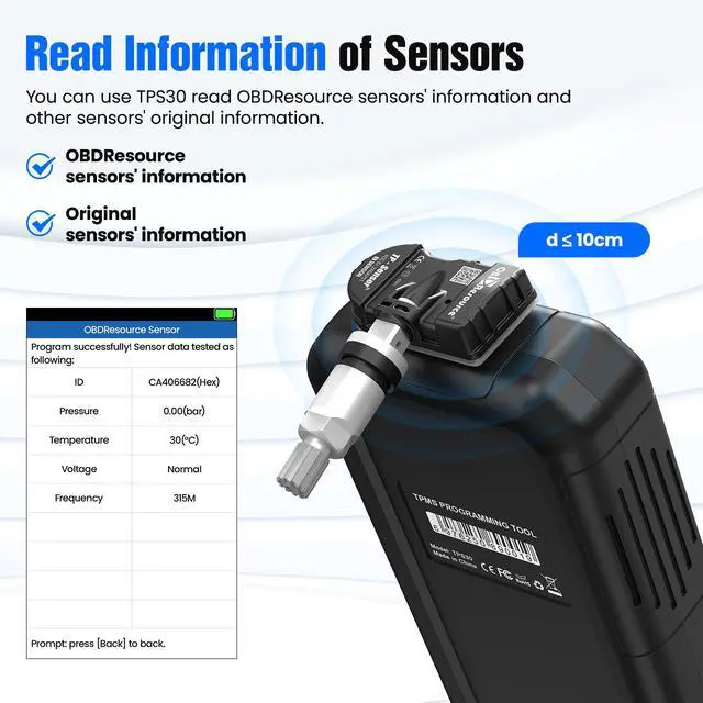 Alt view image 3 of 7 - TPS30 Tire Pressure Diagnostic Sensor Programming OBD Writing to ECU Instrument TPMS Portable
