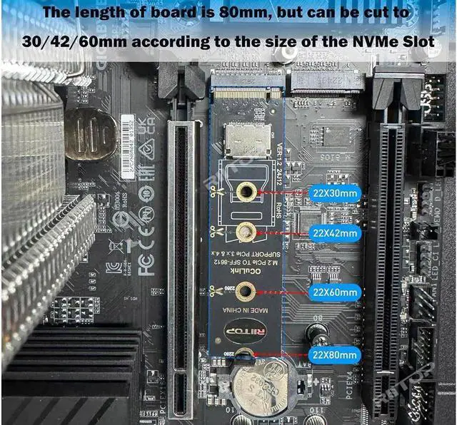Alt view image 6 of 7 - NVMe to Oculink SFF-8612 Adapter, RIITOP M.2 NVMe PCIe 4.0 x4 to OCuLink SFF-8611 4i Host Adapter for eGPU and SSD